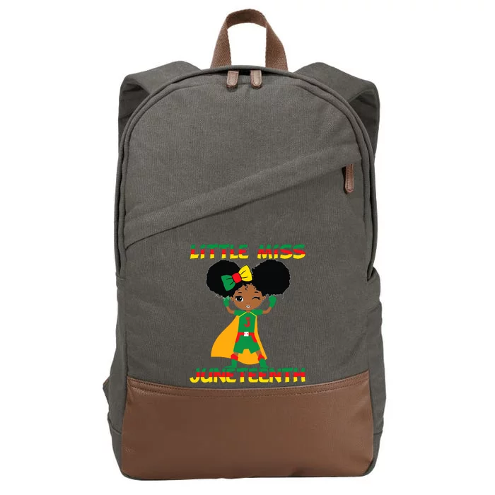 Little Miss Juneteenth Cute Black Girl Melanin Girl Cotton Canvas Backpack