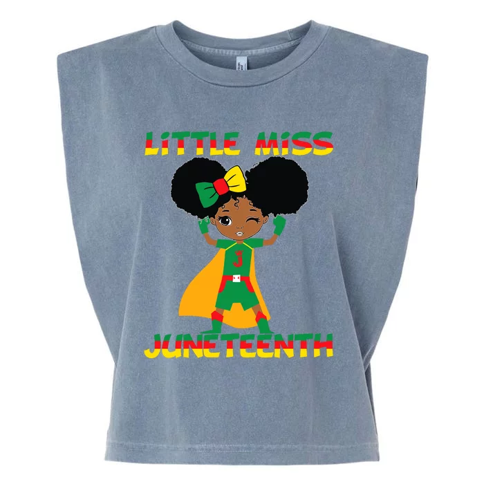 Little Miss Juneteenth Cute Black Girl Melanin Girl Garment-Dyed Women's Muscle Tee