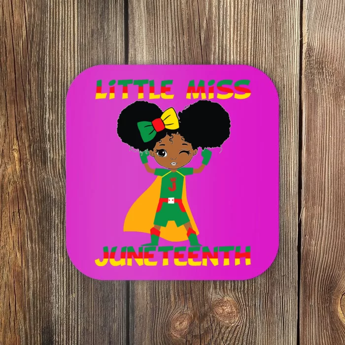 Little Miss Juneteenth Cute Black Girl Melanin Girl Coaster