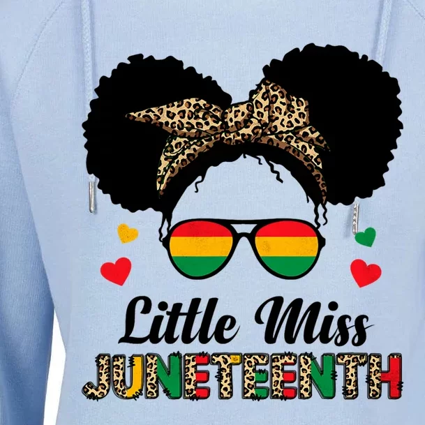 Little Miss Juneteenth 1865 Black African American Cool Gift Womens Funnel Neck Pullover Hood