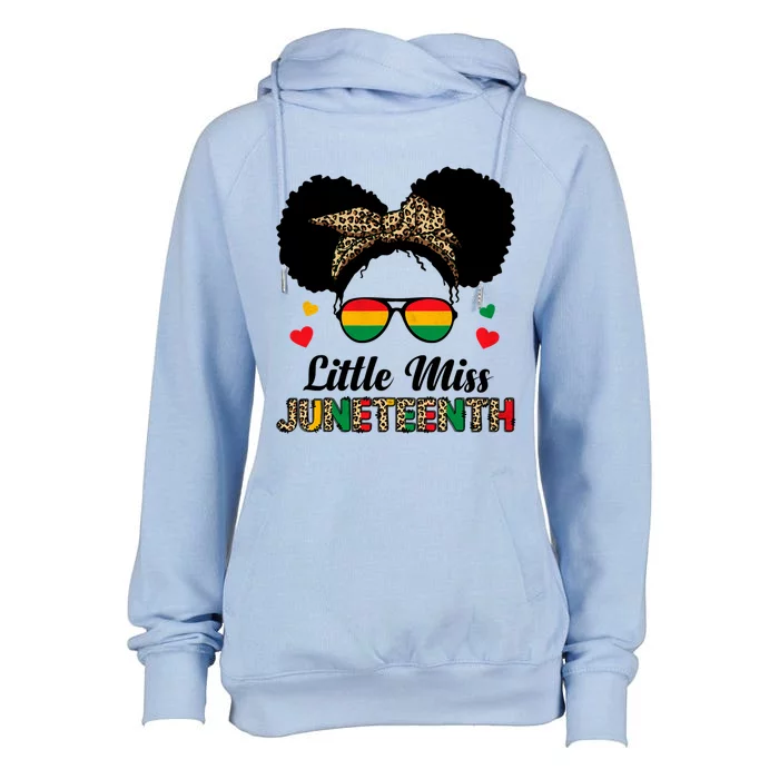 Little Miss Juneteenth 1865 Black African American Cool Gift Womens Funnel Neck Pullover Hood