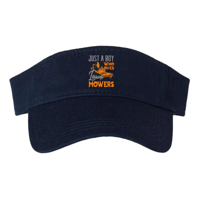 Lawn Mowing Just A Boy Who Loves Mowers Gardener Valucap Bio-Washed Visor