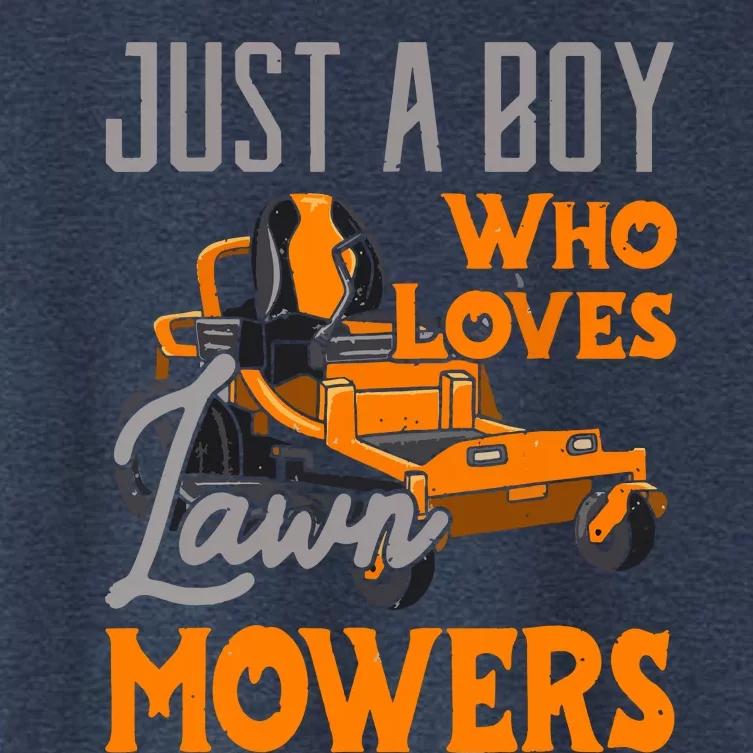 Lawn Mowing Just A Boy Who Loves Mowers Gardener Women's Crop Top Tee