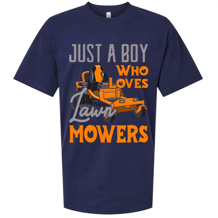 Lawn Mowing Just A Boy Who Loves Mowers Gardener Sueded Cloud Jersey T-Shirt