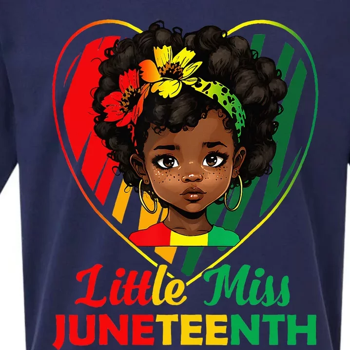 Little Miss Juneteenth Girl Black History Sueded Cloud Jersey T-Shirt