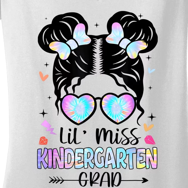 Little Miss Kindergarten Grad Graduation Graduated Girl Women's V-Neck T-Shirt