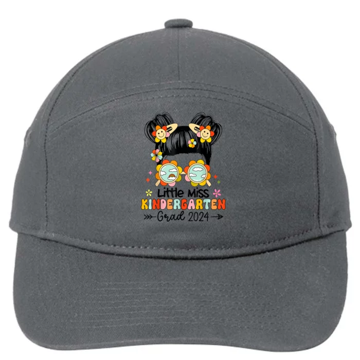 Little Miss Kindergarten Grad Graduation 2024 Messy Bun Gift 7-Panel Snapback Hat