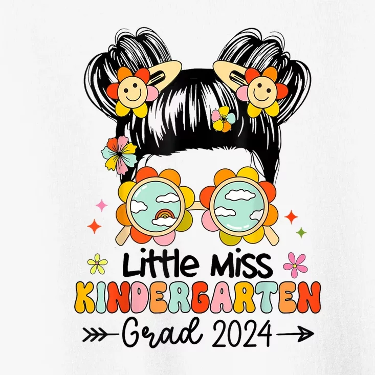 Little Miss Kindergarten Grad Graduation 2024 Messy Bun Gift Toddler T-Shirt