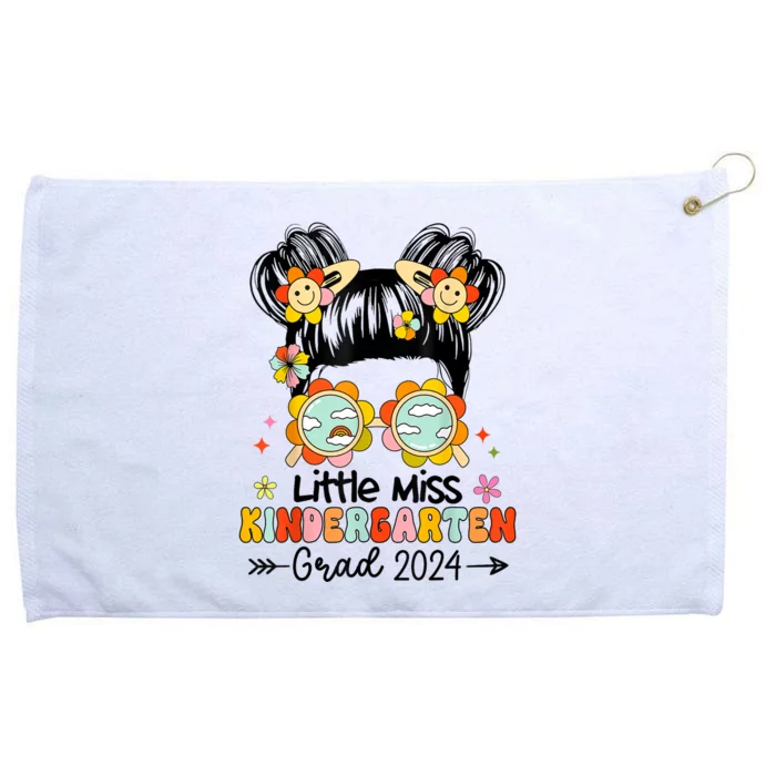 Little Miss Kindergarten Grad Graduation 2024 Messy Bun Gift Grommeted Golf Towel