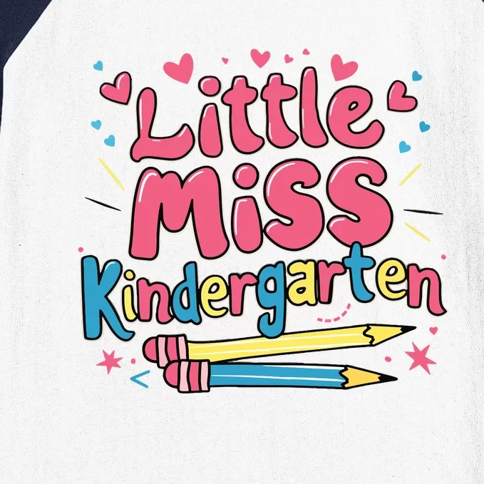 Little Miss Kindergarten Back To School Kinder Girl Baseball Sleeve Shirt