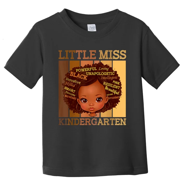 Little Miss Kindergarten Black Back To School Melanin Toddler T-Shirt