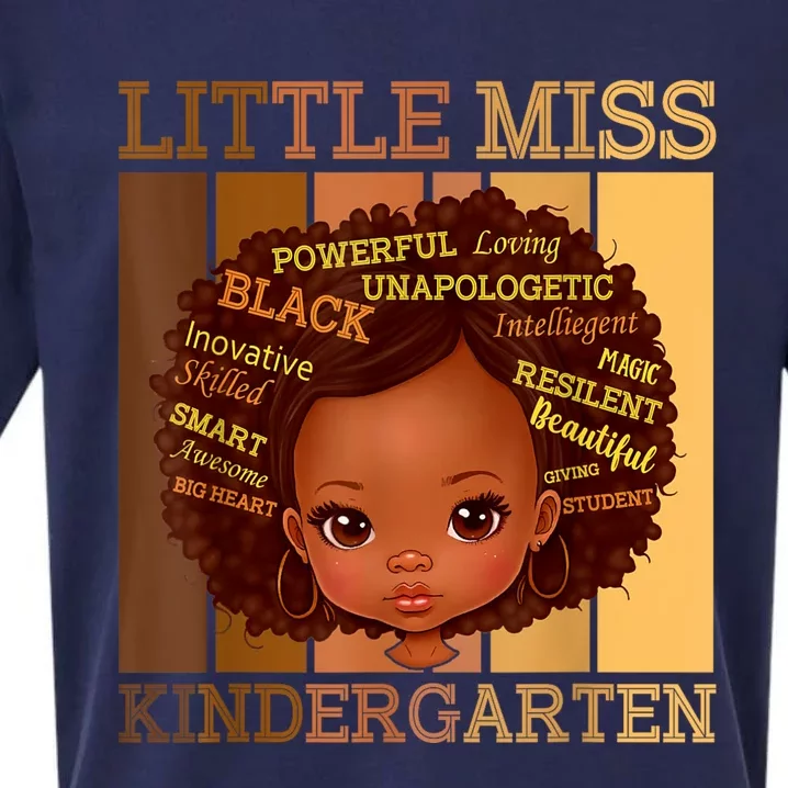 Little Miss Kindergarten Black Back To School Melanin Sueded Cloud Jersey T-Shirt