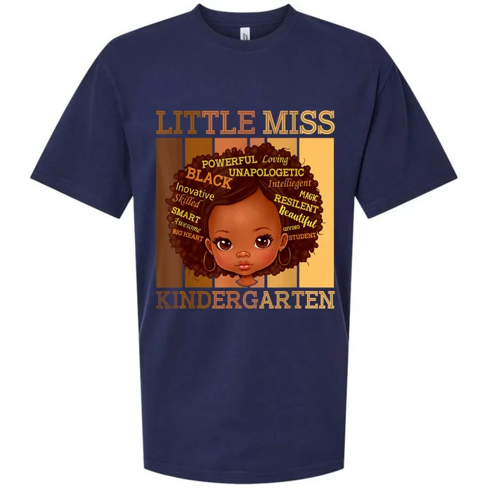 Little Miss Kindergarten Black Back To School Melanin Sueded Cloud Jersey T-Shirt