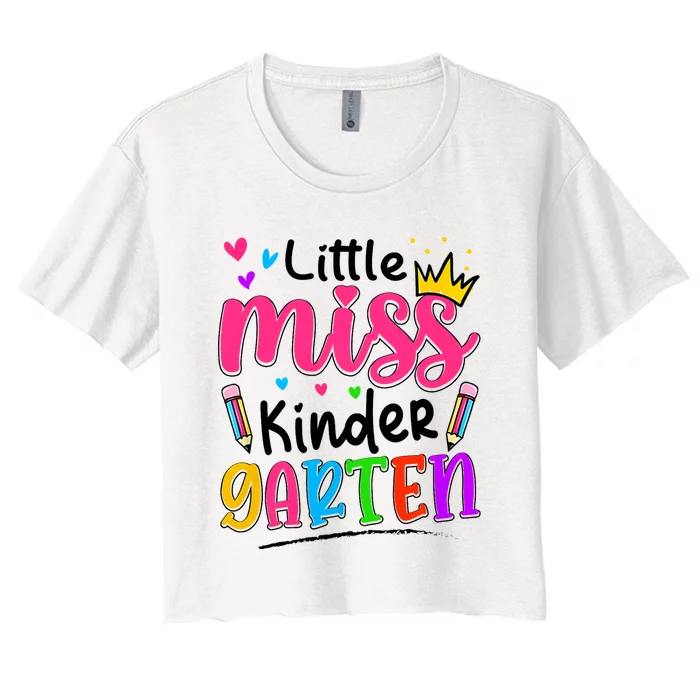 Little Miss Kindergarten Back To School Kindergarten Women's Crop Top Tee