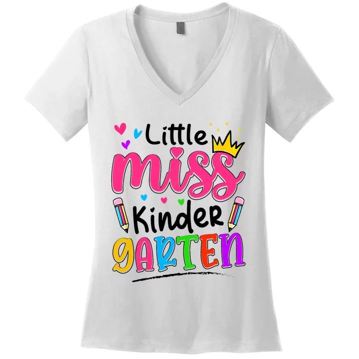 Little Miss Kindergarten Back To School Kindergarten Women's V-Neck T-Shirt