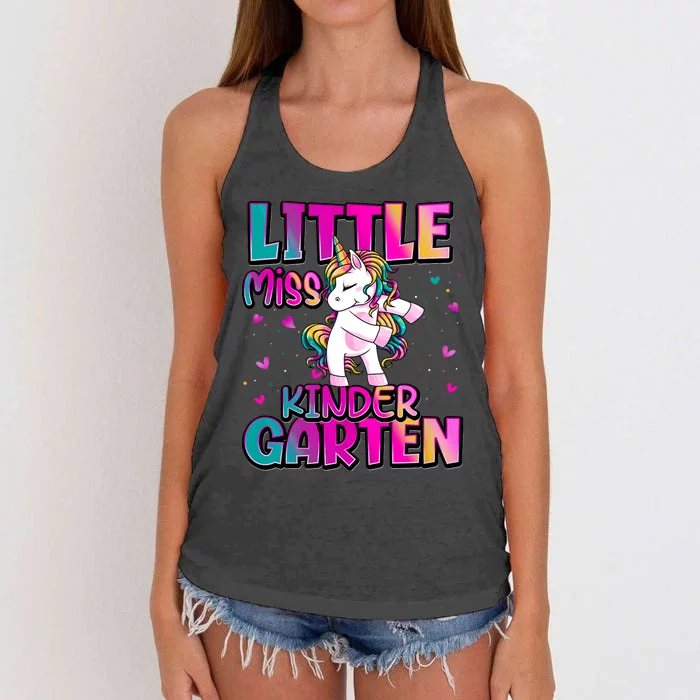 Little Miss Kindergarten Back To School Kindergarten Women's Knotted Racerback Tank