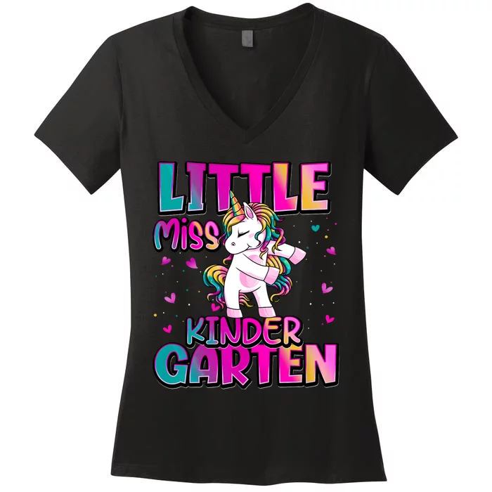 Little Miss Kindergarten Back To School Kindergarten Women's V-Neck T-Shirt