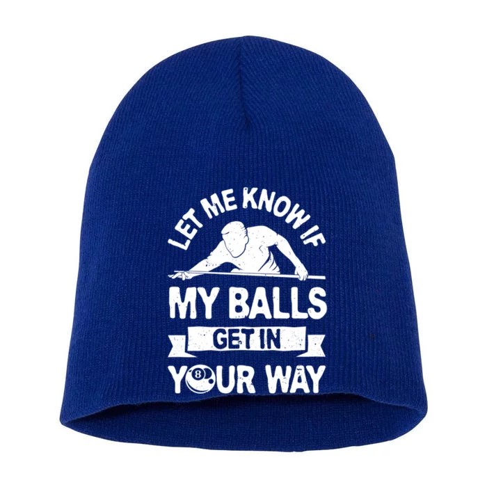 Let Me Know If My Balls Get In Your Way Funny Pool Billiards Gift Short Acrylic Beanie