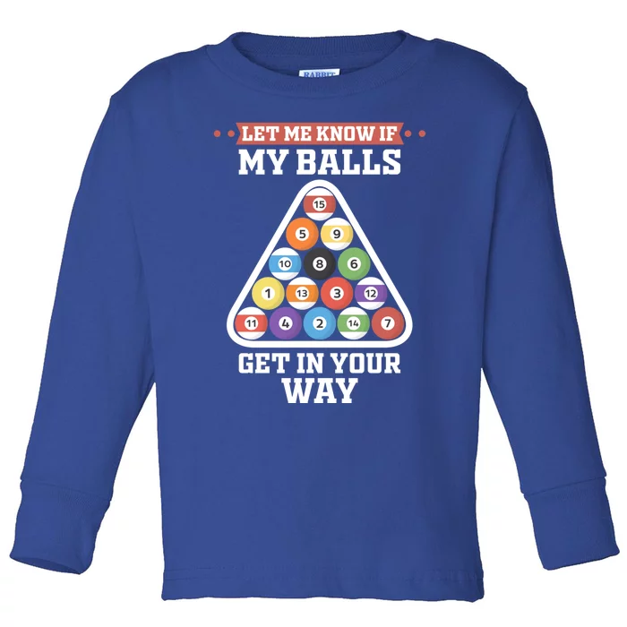 Let Me Know If My Balls Get In Your Way Pool Adult Humor Cute Gift Toddler Long Sleeve Shirt