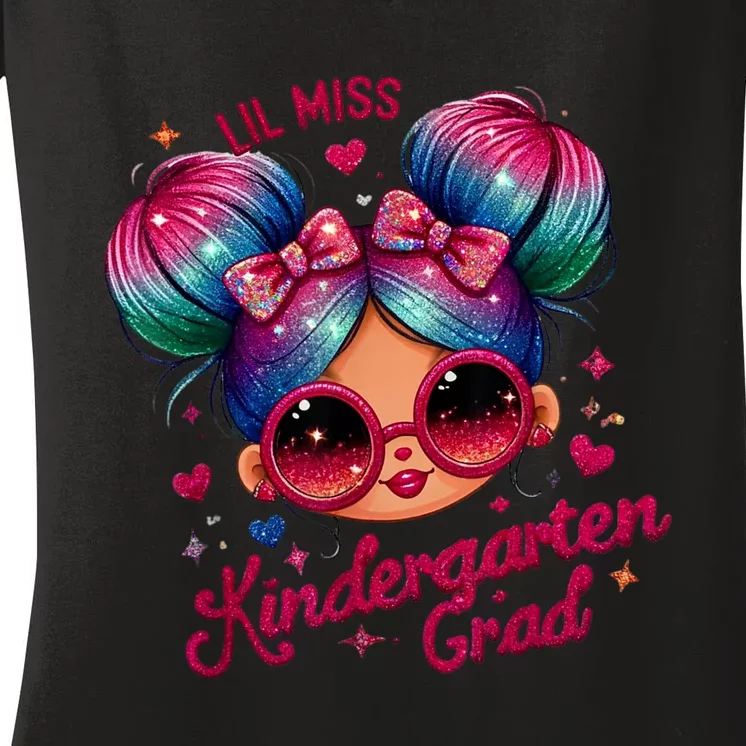 Lil Miss Kindergarten Grad Graduation Last Day Kindergarten Women's V-Neck T-Shirt