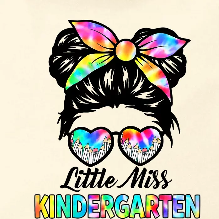 Little Miss Kindergarten Girls Messy Bun Back To School Zip Tote Bag