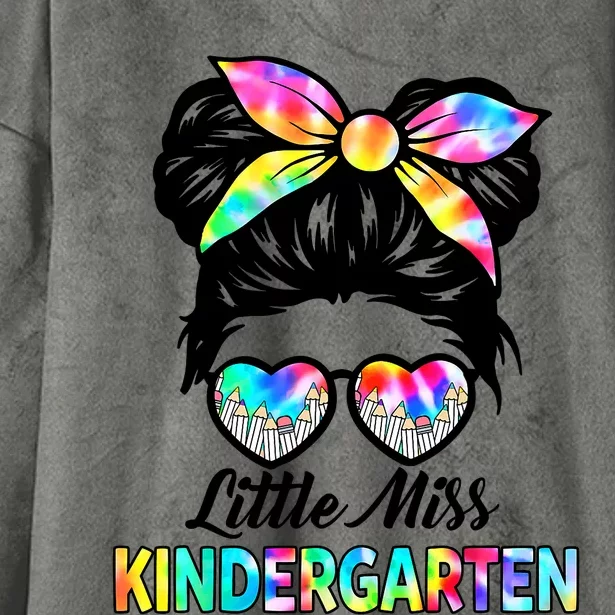 Little Miss Kindergarten Girls Messy Bun Back To School Hooded Wearable Blanket