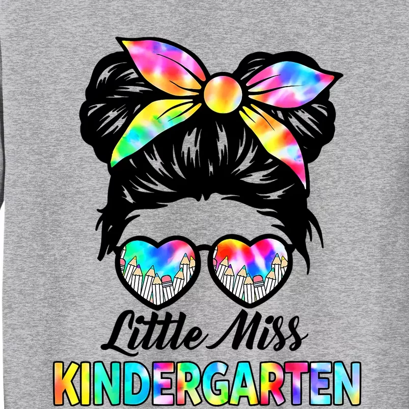 Little Miss Kindergarten Girls Messy Bun Back To School Tall Sweatshirt