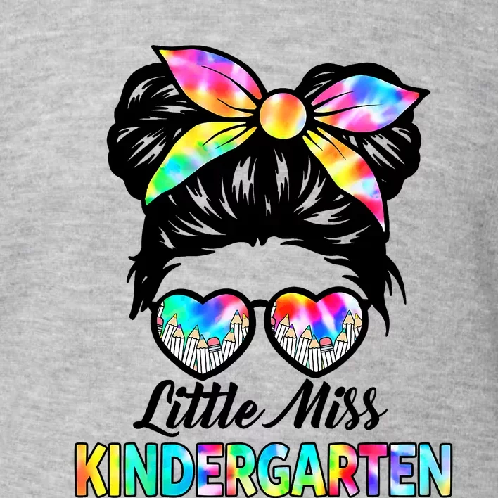 Little Miss Kindergarten Girls Messy Bun Back To School Toddler Sweatshirt