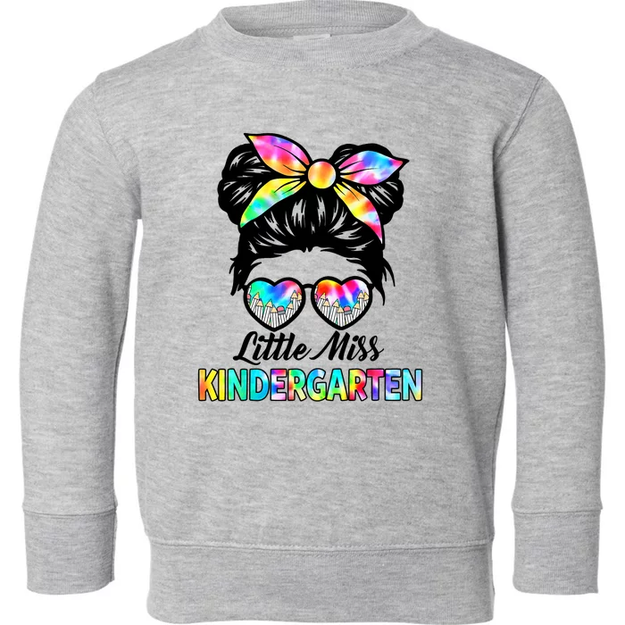 Little Miss Kindergarten Girls Messy Bun Back To School Toddler Sweatshirt