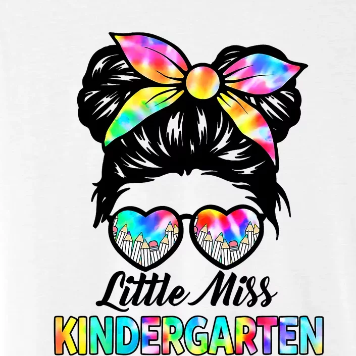 Little Miss Kindergarten Girls Messy Bun Back To School ChromaSoft Performance T-Shirt