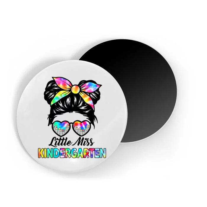 Little Miss Kindergarten Girls Messy Bun Back To School Magnet