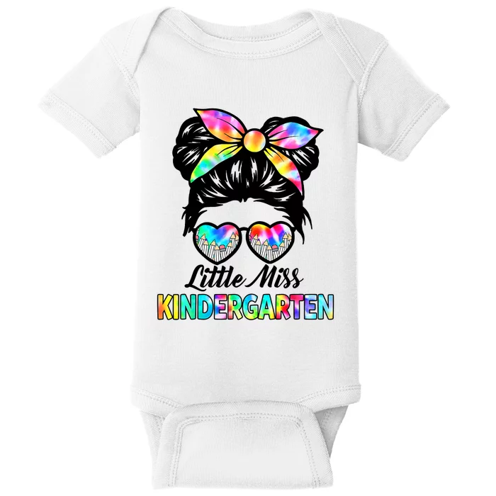 Little Miss Kindergarten Girls Messy Bun Back To School Baby Bodysuit