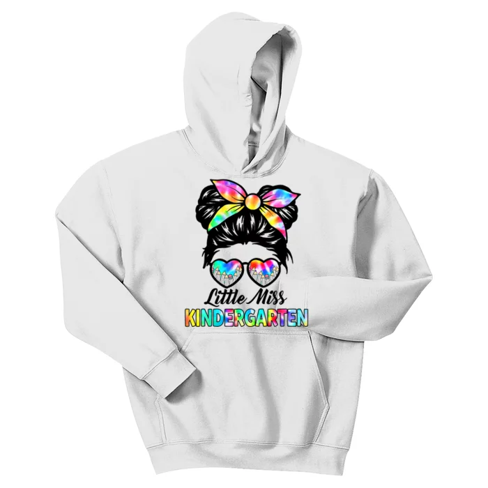 Little Miss Kindergarten Girls Messy Bun Back To School Kids Hoodie