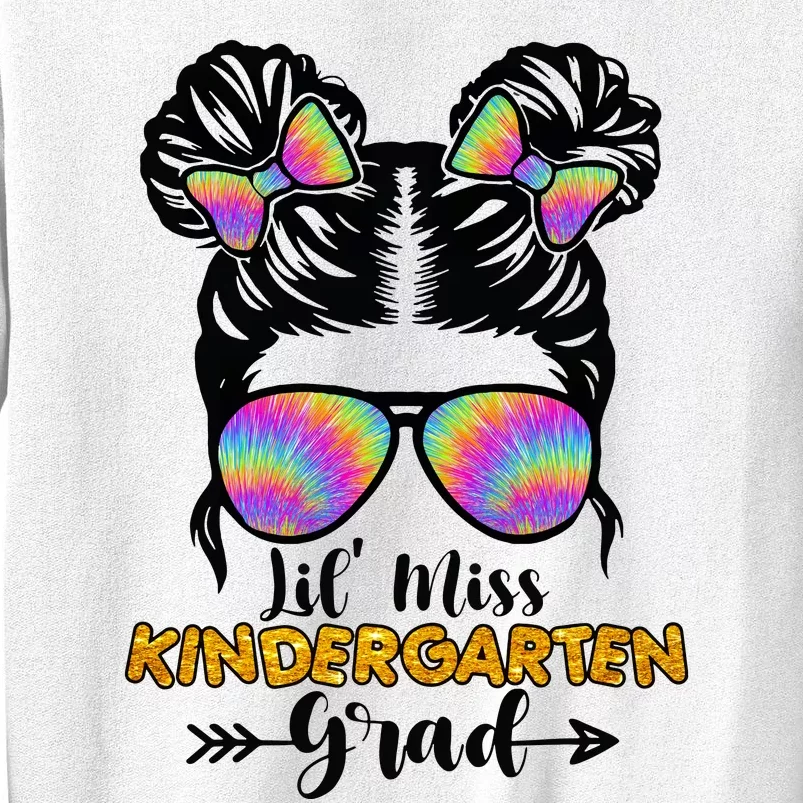 Lil Miss Kindergarten Grad Graduation Messy Bun Sweatshirt