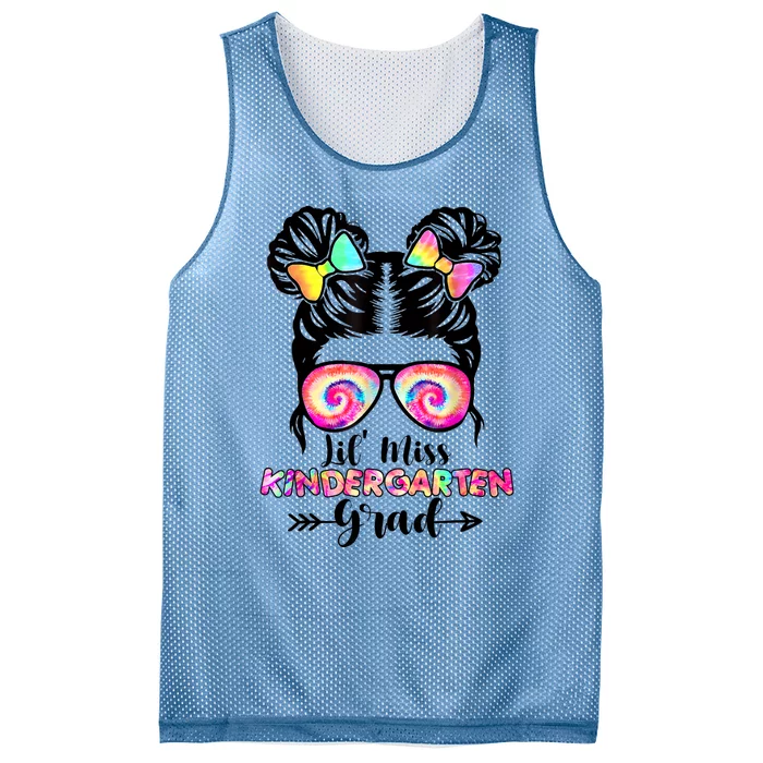 Lil Miss Kindergarten Grad Graduation Messy Bun Mesh Reversible Basketball Jersey Tank