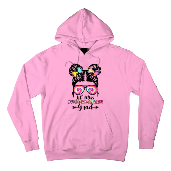 Lil Miss Kindergarten Grad Graduation Messy Bun Hoodie