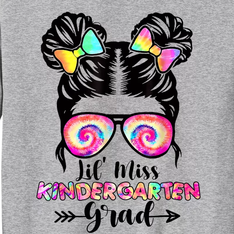 Lil Miss Kindergarten Grad Graduation Messy Bun Tall Sweatshirt