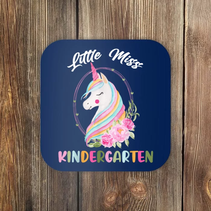 Little Miss Kindergarten Unicorn Back To School Here I Come Coaster