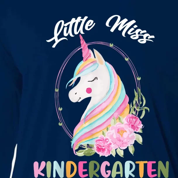 Little Miss Kindergarten Unicorn Back To School Here I Come Cooling Performance Long Sleeve Crew