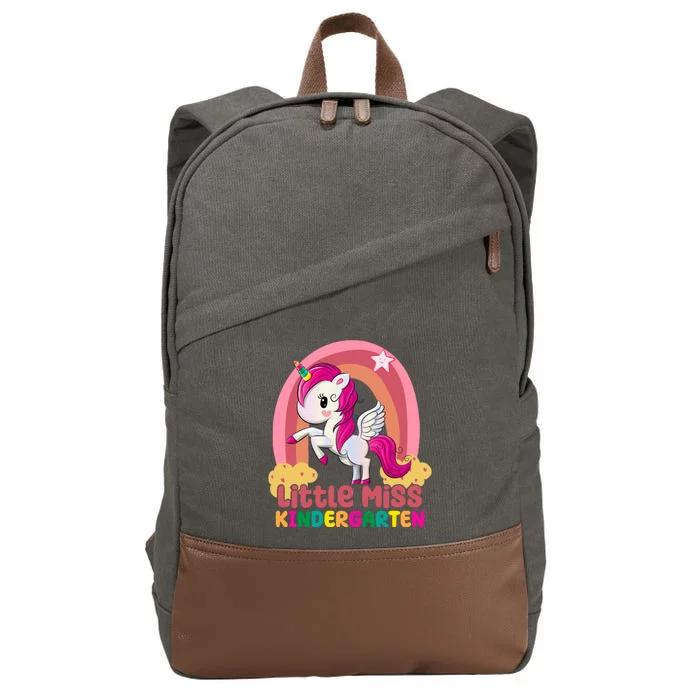 Little Miss Kindergarten Rainbow Unicorn Cotton Canvas Backpack