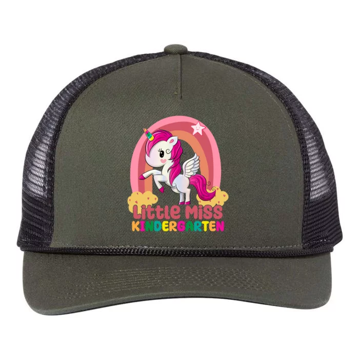 Little Miss Kindergarten Rainbow Unicorn Retro Rope Trucker Hat Cap