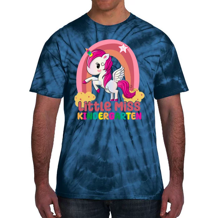 Little Miss Kindergarten Rainbow Unicorn Tie-Dye T-Shirt