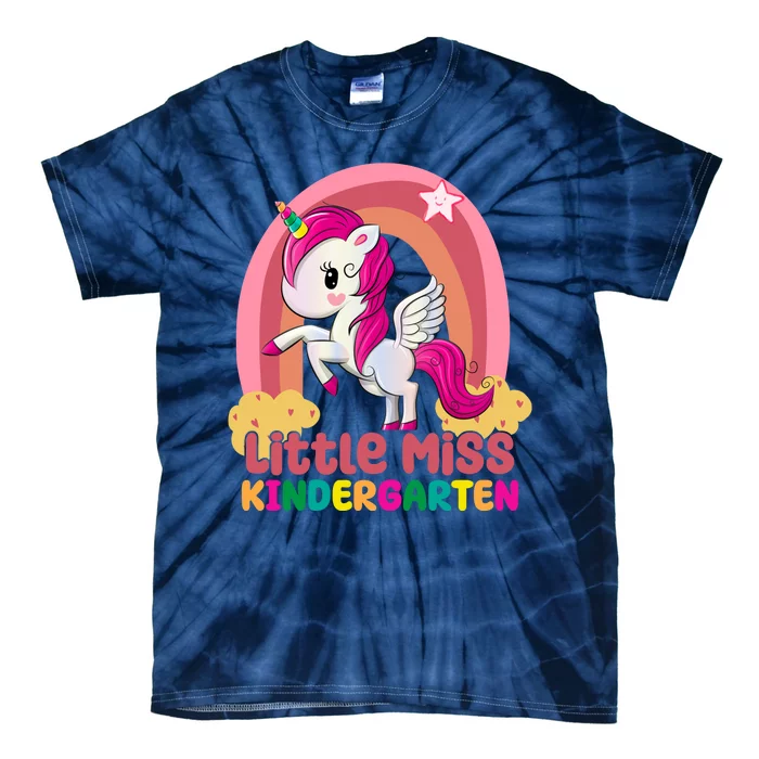 Little Miss Kindergarten Rainbow Unicorn Tie-Dye T-Shirt