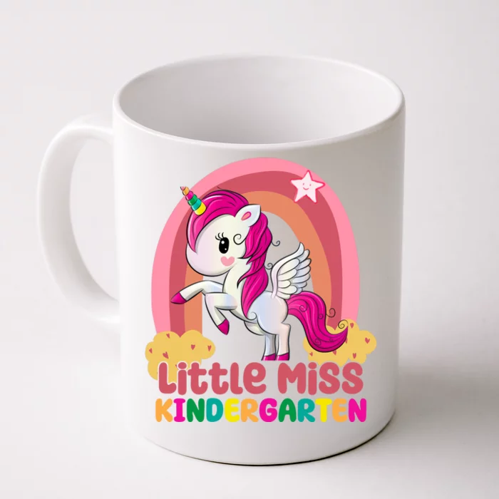 Little Miss Kindergarten Rainbow Unicorn Front & Back Coffee Mug