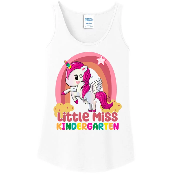 Little Miss Kindergarten Rainbow Unicorn Ladies Essential Tank