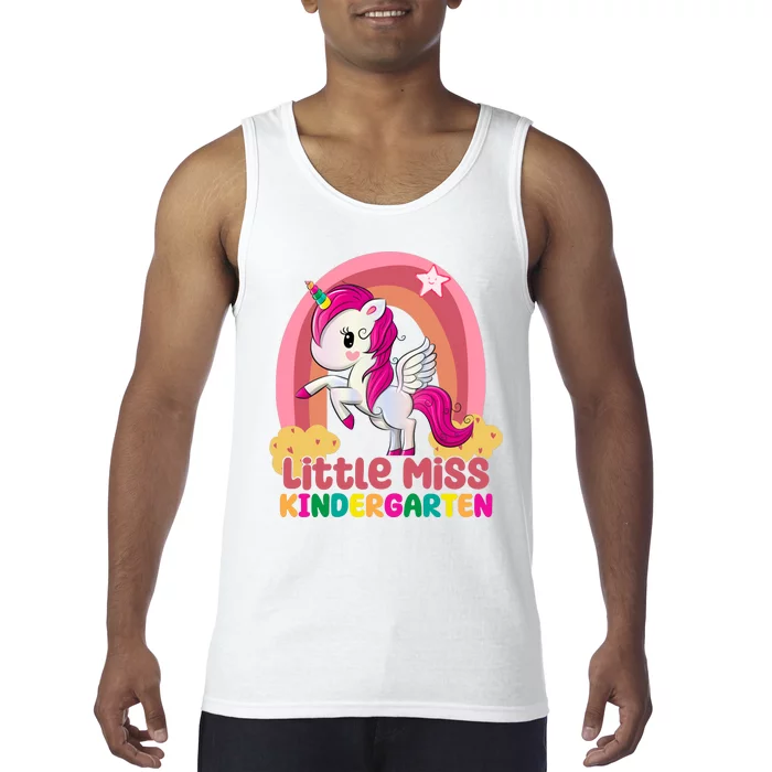 Little Miss Kindergarten Rainbow Unicorn Tank Top