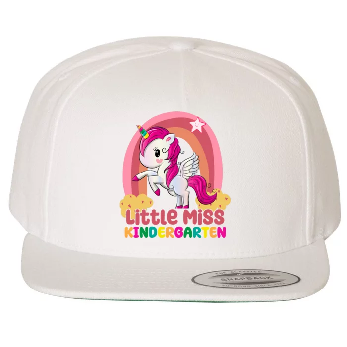 Little Miss Kindergarten Rainbow Unicorn Wool Snapback Cap