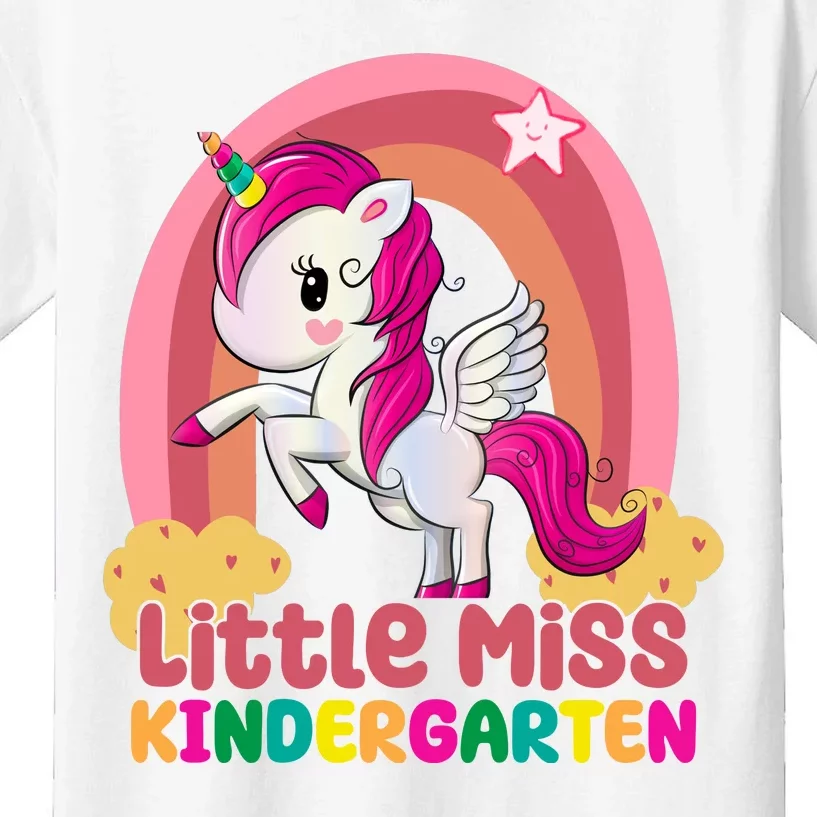 Little Miss Kindergarten Rainbow Unicorn Kids T-Shirt