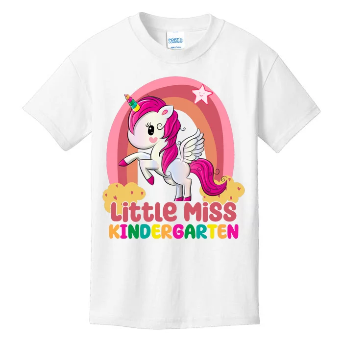 Little Miss Kindergarten Rainbow Unicorn Kids T-Shirt