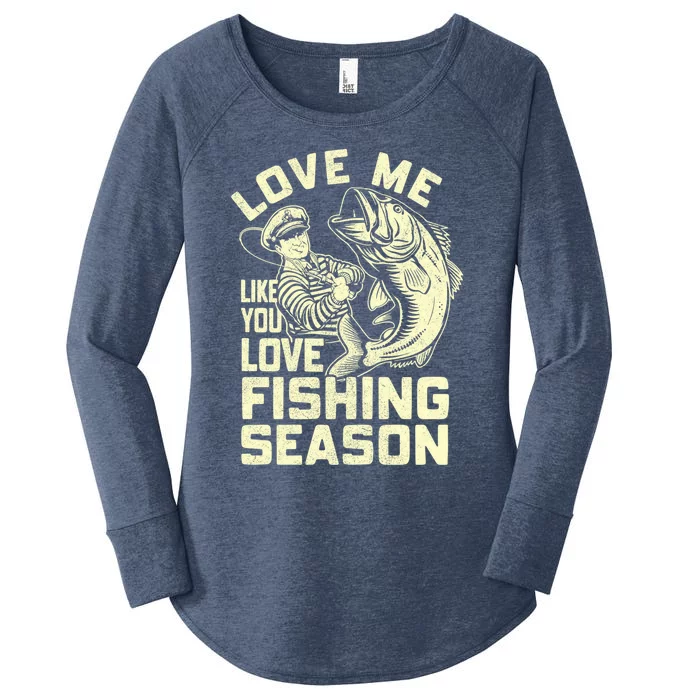 Love Me Like You Love Fishing Season Bass Fishing Gift Women's Perfect Tri Tunic Long Sleeve Shirt